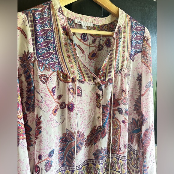 NEW DR2 WOMENS BOHO/PEASANT WITH TASSLE TIES SHEER SIZE SMALL - Picture 4 of 7